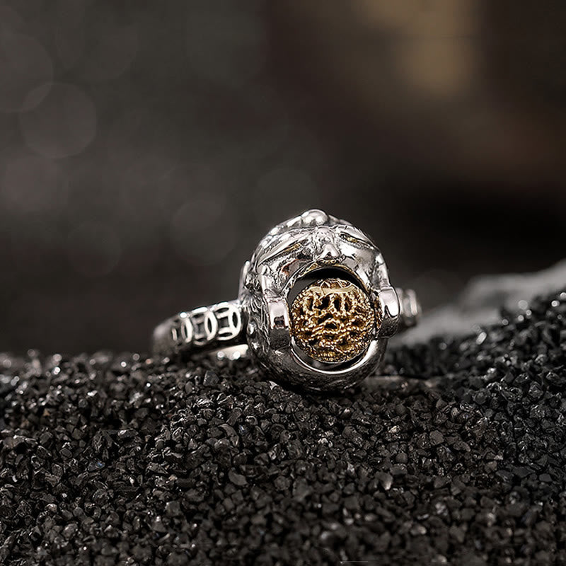 Verstellbarer Reichtumsring aus 925er Sterlingsilber mit PiXiu-Kupfermünze