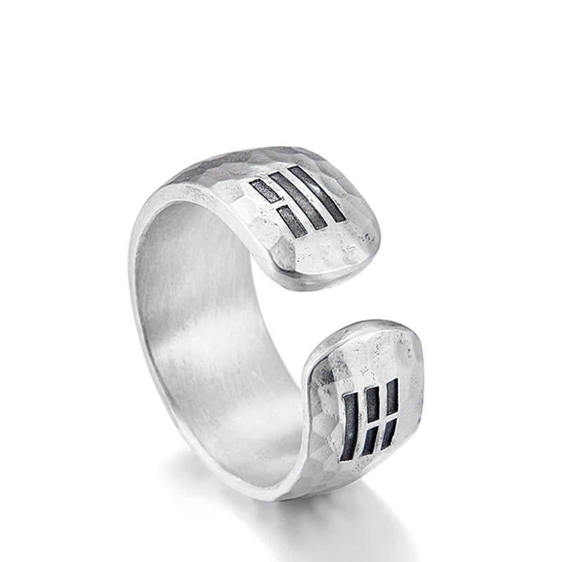 Verstellbarer Yin-Yang-Bagua-Harmoniering aus 999er Silber