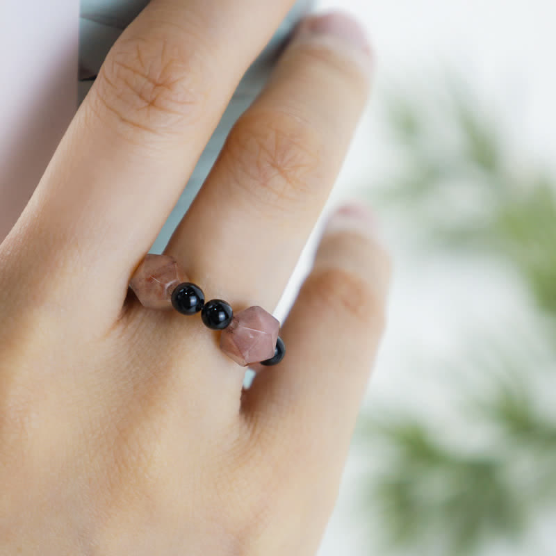 Verstellbarer Achat-Yin-Yang-Symbol-Balance-Glücksring