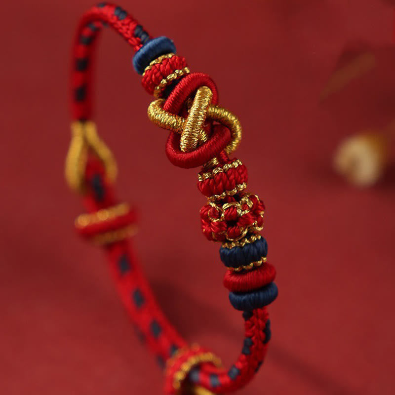 Verstellbares buntes Friedensknotenarmband für Schutz und Glück