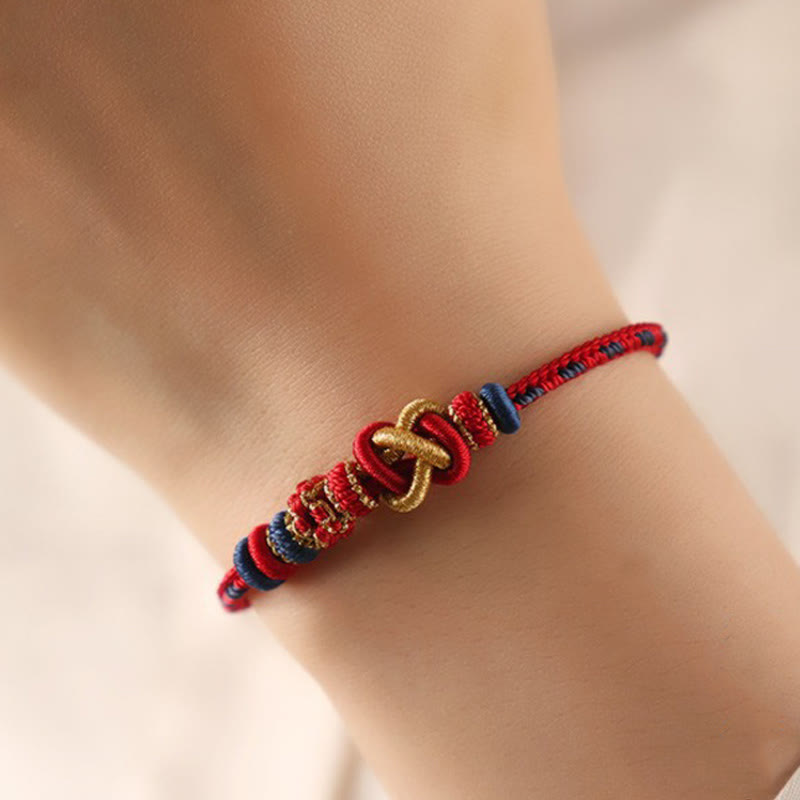 Verstellbares buntes Friedensknotenarmband für Schutz und Glück