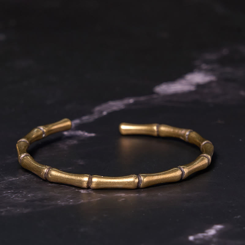 Verstellbares spirituelles Armband aus Kupfer und Bambus für Stärke und Glück