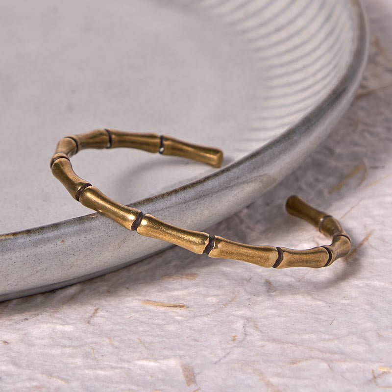 Verstellbares spirituelles Armband aus Kupfer und Bambus für Stärke und Glück