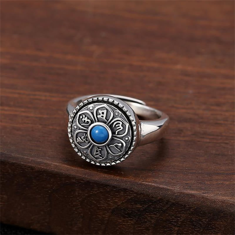 Verstellbarer Kupferring „Om Mani Padme Hum“ mit spirituellem Frieden