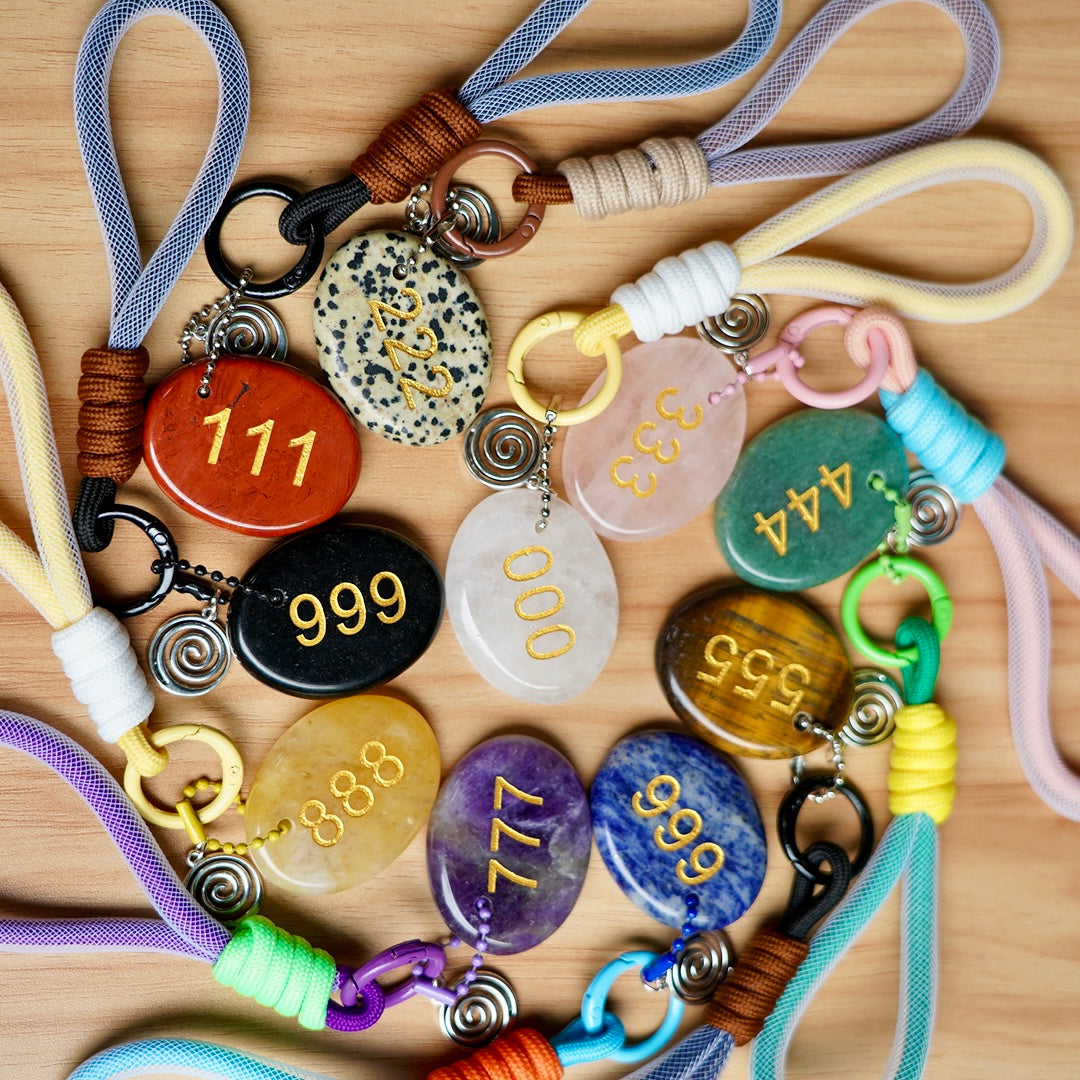 Adjustable Crystal Angel Number Key Rings for Healing Energy