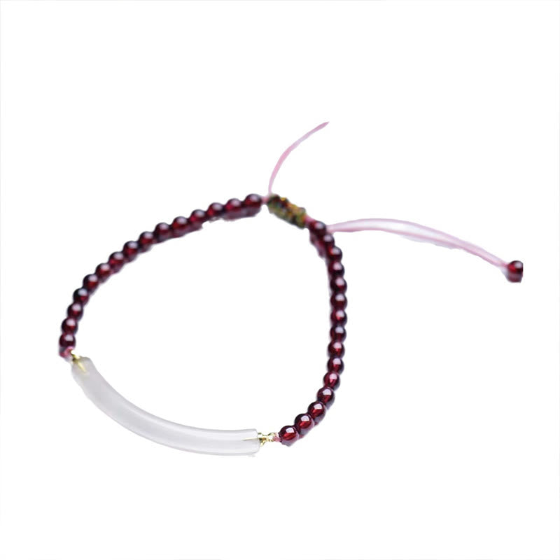 Verstellbares Granat-Grau-Achat-Armband für Ruhe und Ausgeglichenheit