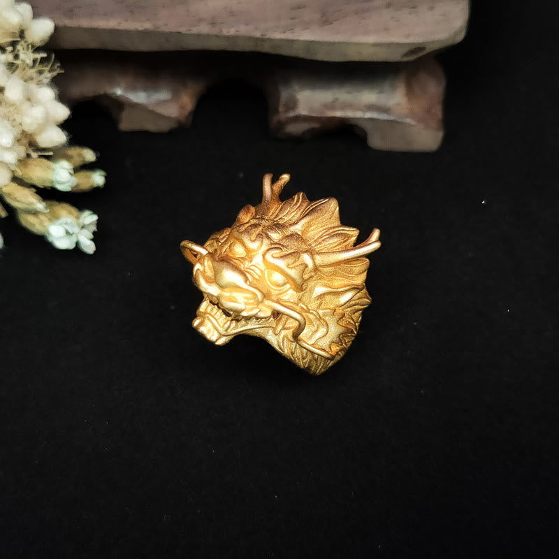 Verstellbarer goldener Drachen-Glücksschutzring