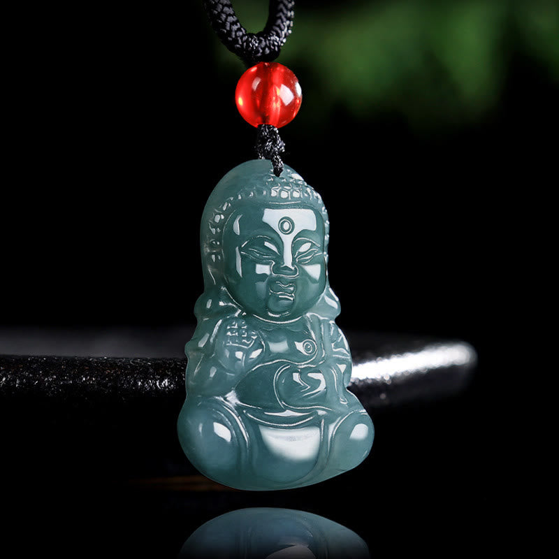 Verstellbarer Jade-Buddha-Halskettenanhänger, 60 cm