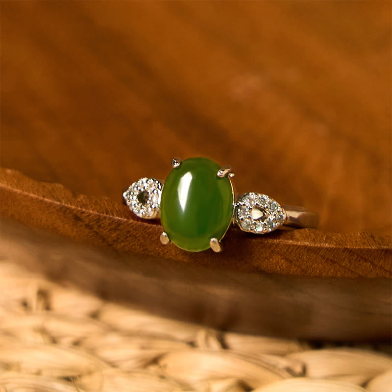 Verstellbarer Jade-Wohlstandsring 8 x 10 mm mit Schnalle, Gold oder Silber