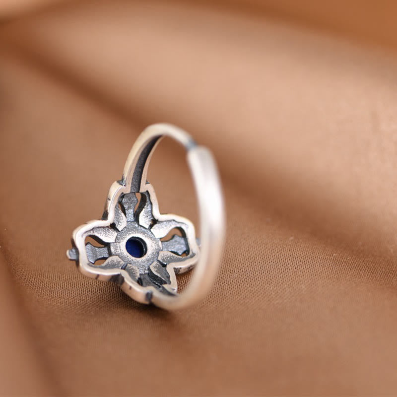 Verstellbarer Lazuritring aus 925er Sterlingsilber für Positivität