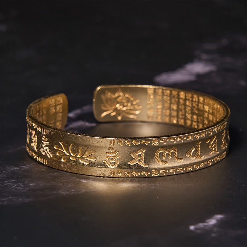 Verstellbares Lotusherz-Sutra Om Mani Padme Hum Peace Manschettenarmband