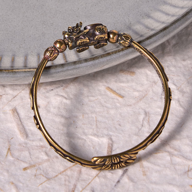Verstellbarer Pi Xiu Kupferarmband Armreif für Reichtum und Glück