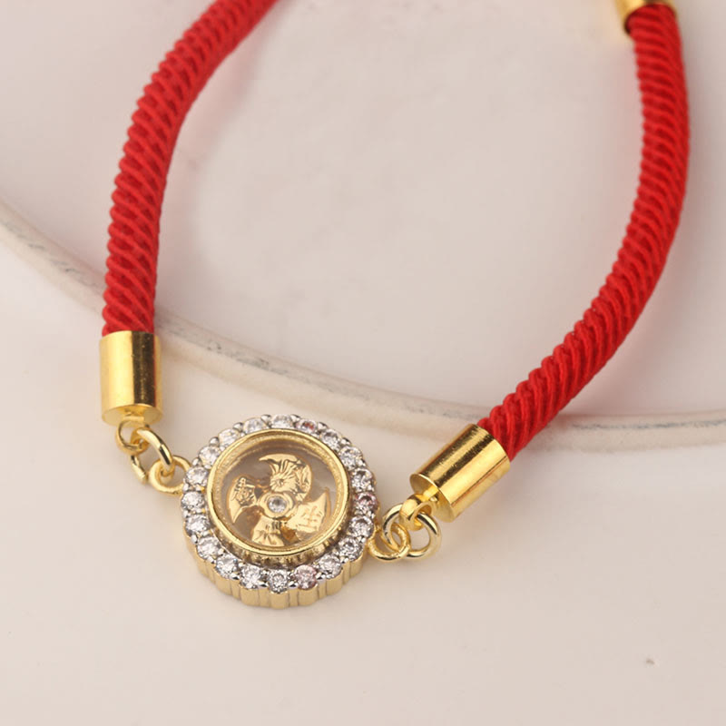 Verstellbares Kupfer-Windmühlen-Schutzarmband mit roter Schnur