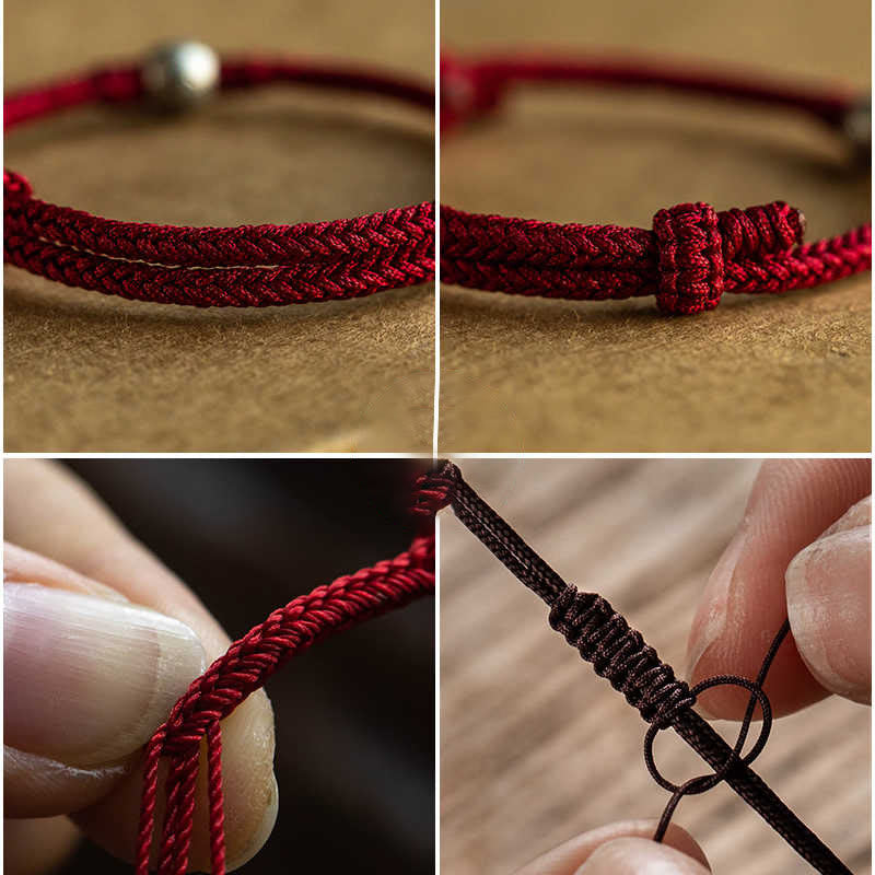 Verstellbares rotes Fu-Perlenarmband | 925 Sterling Silber