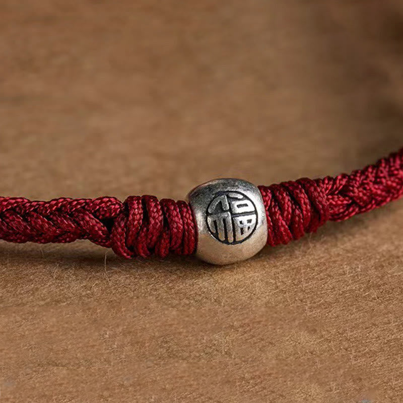 Verstellbares rotes Fu-Perlenarmband | 925 Sterling Silber
