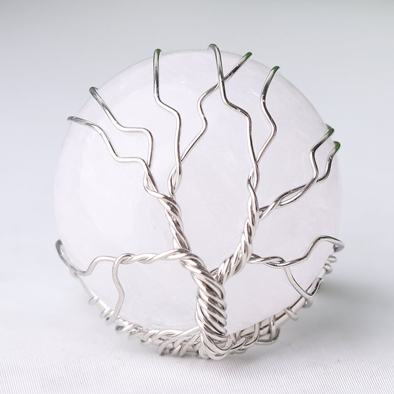 Adjustable Tree of Life Crystal Ring with Genuine Gemstones