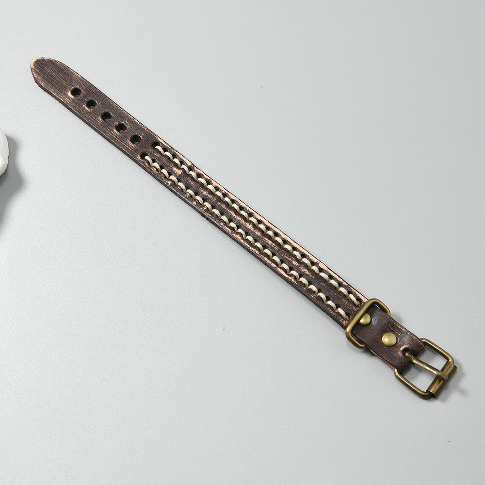 Verstellbares Vintage-Lederarmband mit spiritueller Stärke