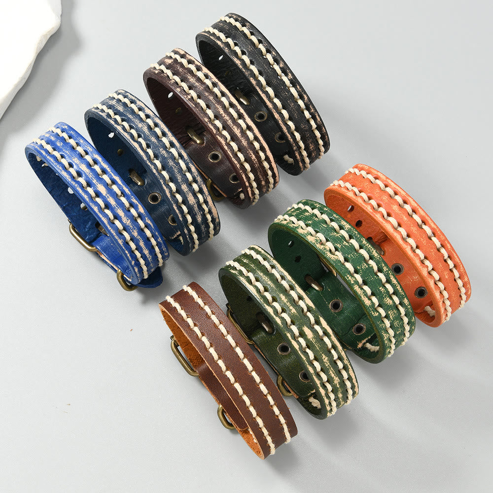 Verstellbares Vintage-Lederarmband mit spiritueller Stärke