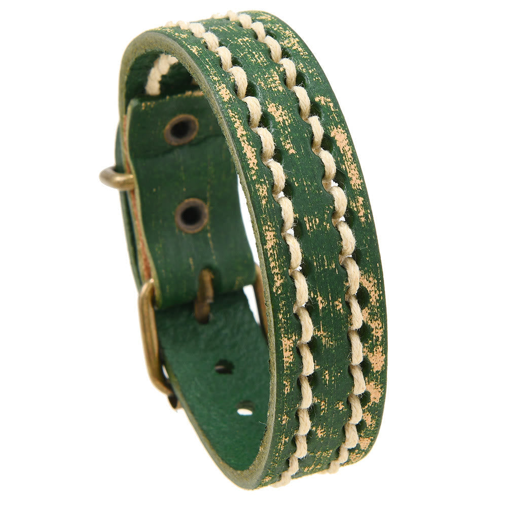 Verstellbares Vintage-Lederarmband mit spiritueller Stärke