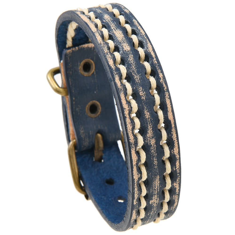 Verstellbares Vintage-Lederarmband mit spiritueller Stärke