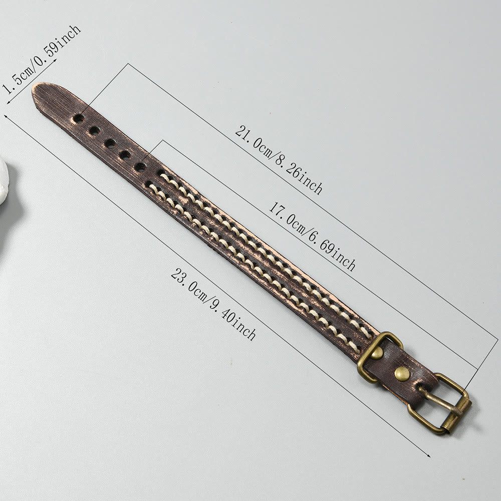 Verstellbares Vintage-Lederarmband mit spiritueller Stärke