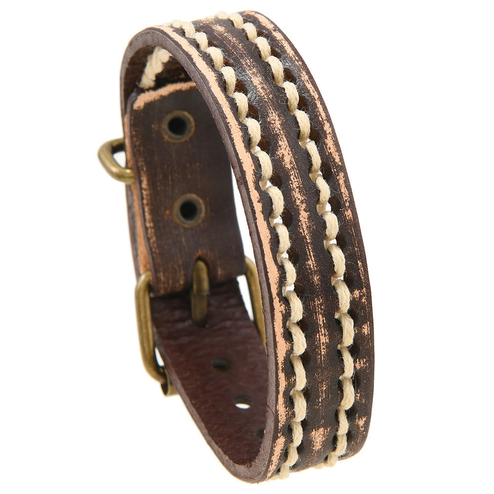 Verstellbares Vintage-Lederarmband mit spiritueller Stärke