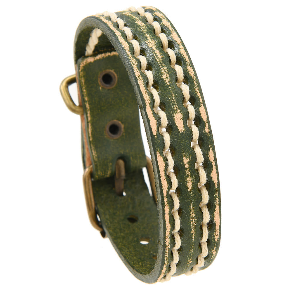 Verstellbares Vintage-Lederarmband mit spiritueller Stärke