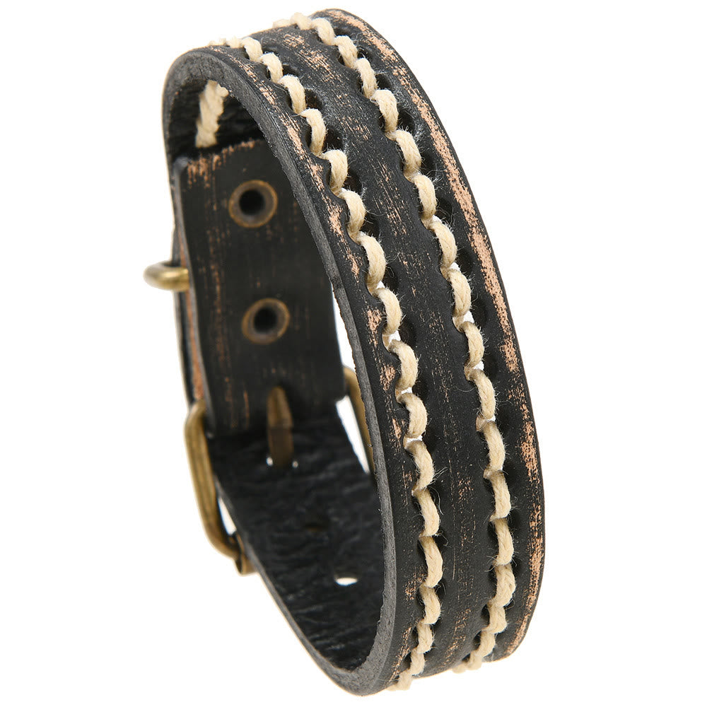 Verstellbares Vintage-Lederarmband mit spiritueller Stärke