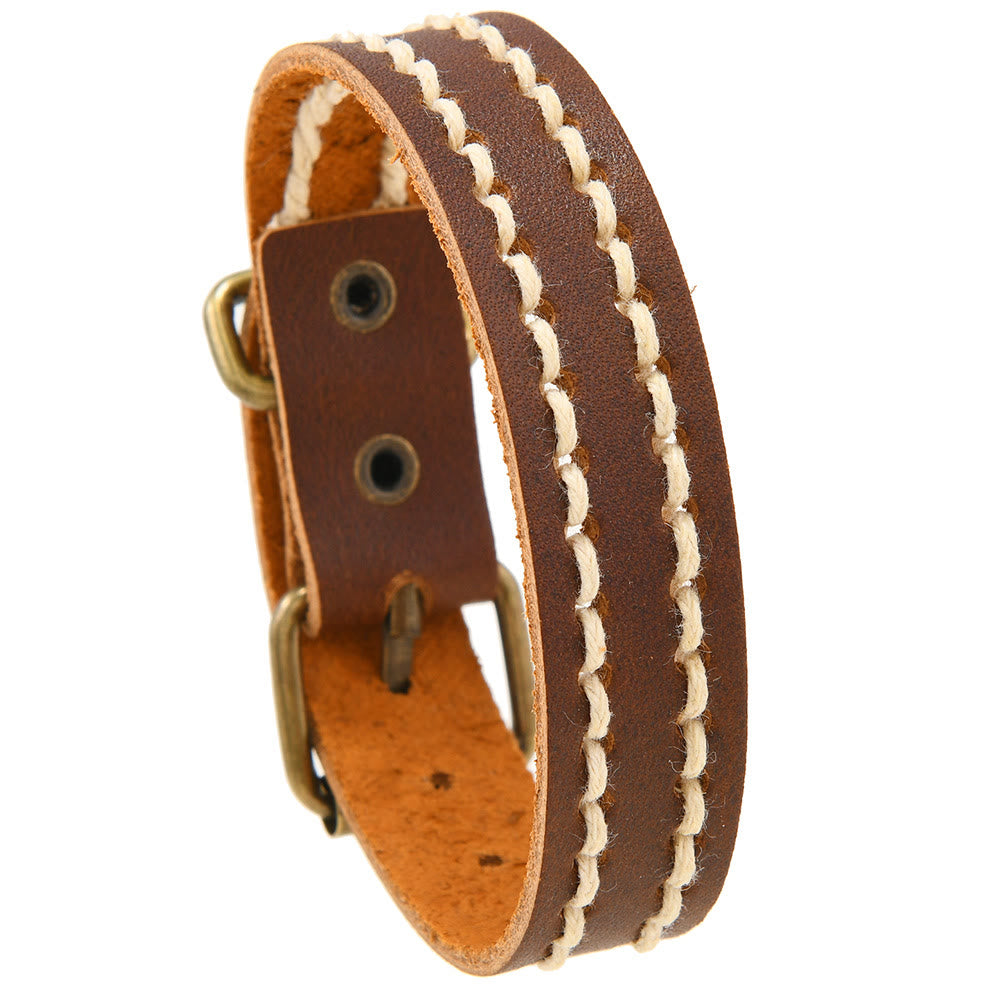 Verstellbares Vintage-Lederarmband mit spiritueller Stärke