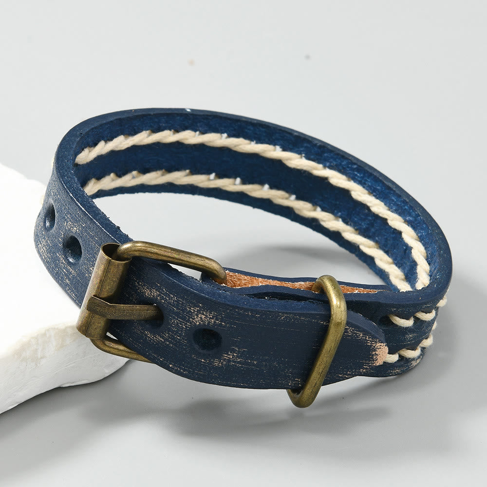Verstellbares Vintage-Lederarmband mit spiritueller Stärke