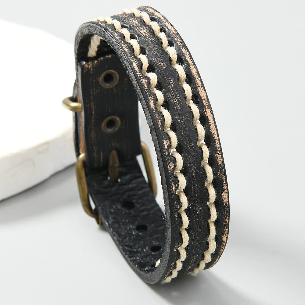 Verstellbares Vintage-Lederarmband mit spiritueller Stärke