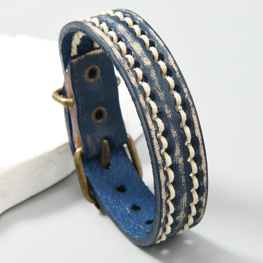 Verstellbares Vintage-Lederarmband mit spiritueller Stärke