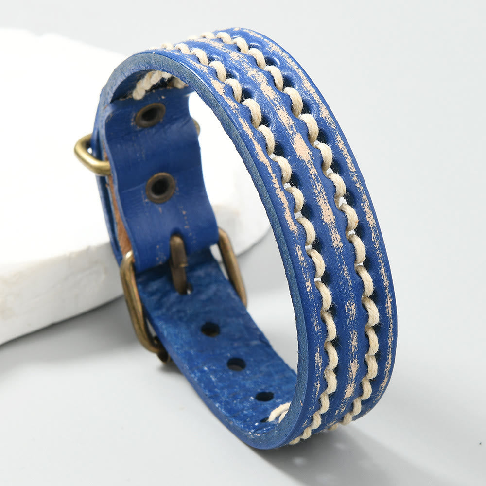 Verstellbares Vintage-Lederarmband mit spiritueller Stärke