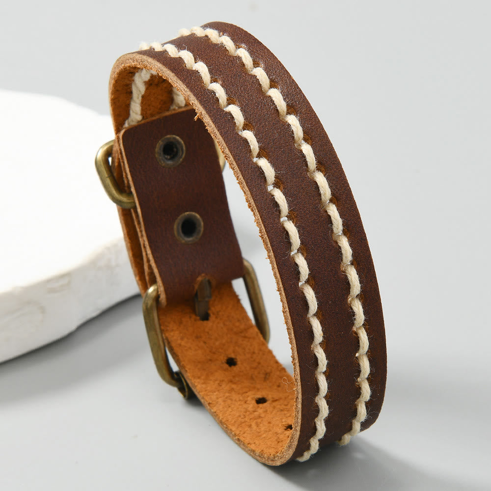 Verstellbares Vintage-Lederarmband mit spiritueller Stärke