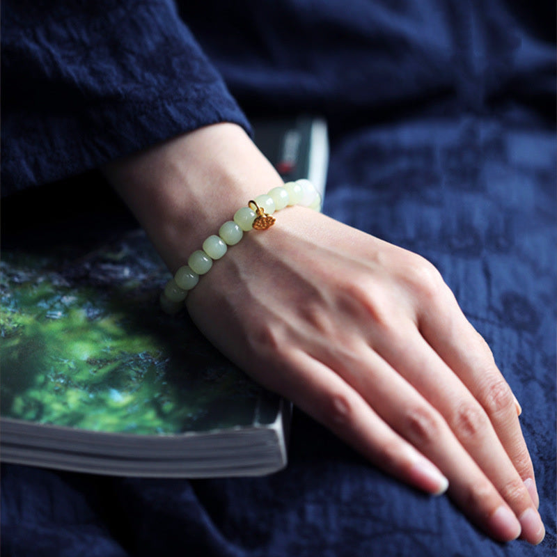 Jade Lotus Abundance Adjustable Bracelet for Prosperity