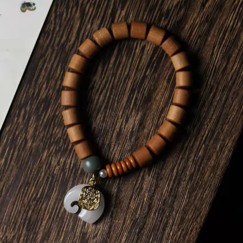 Sandalwood Jade Elephant Protection Bracelet 8mm Beads