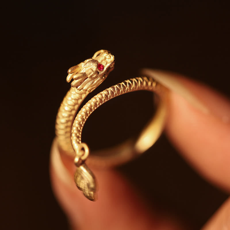 Adjustable 925 Sterling Silver Dragon Luck Protection Ring