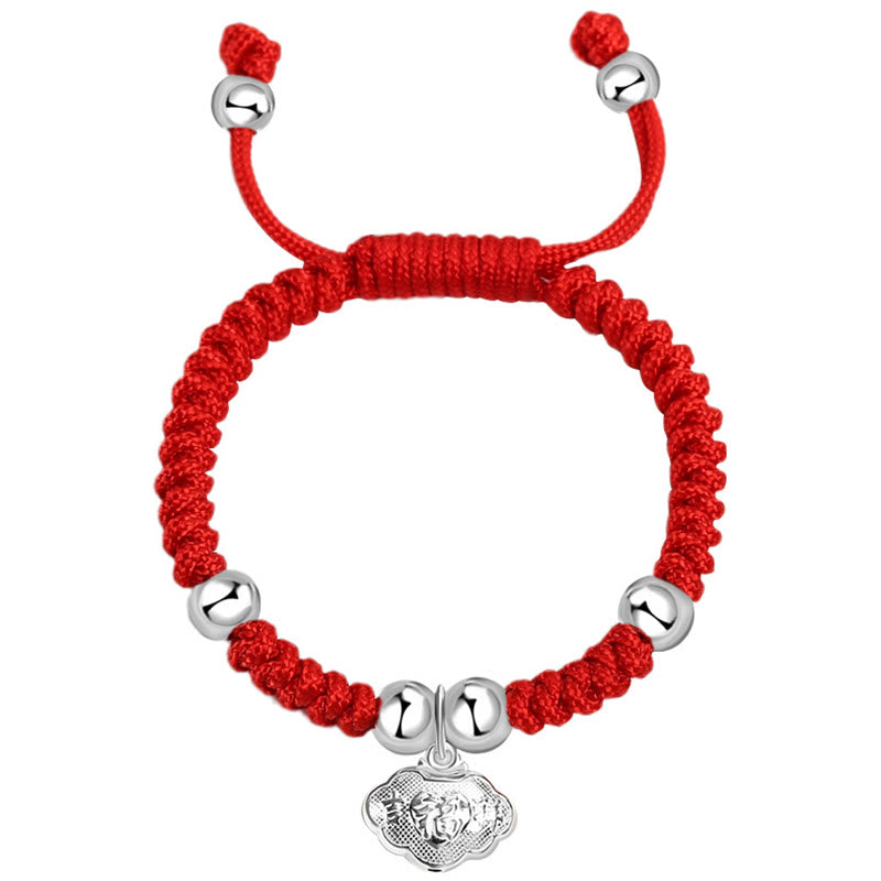 Kids Sterling Silver Spiritual Bracelet With Fu Character Charm