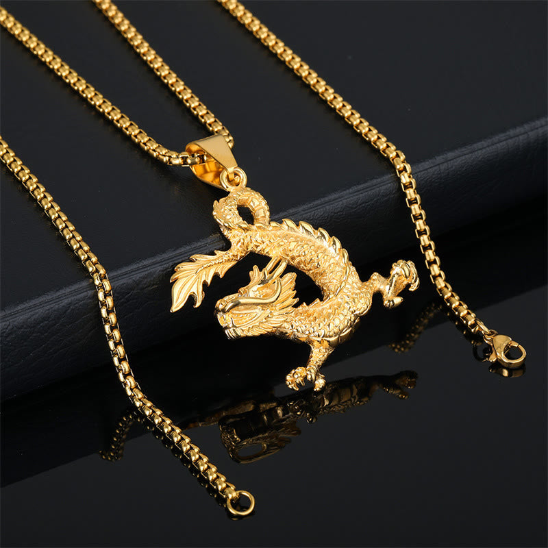 Titanium Steel Dragon Necklace | Luck Protection Pendant