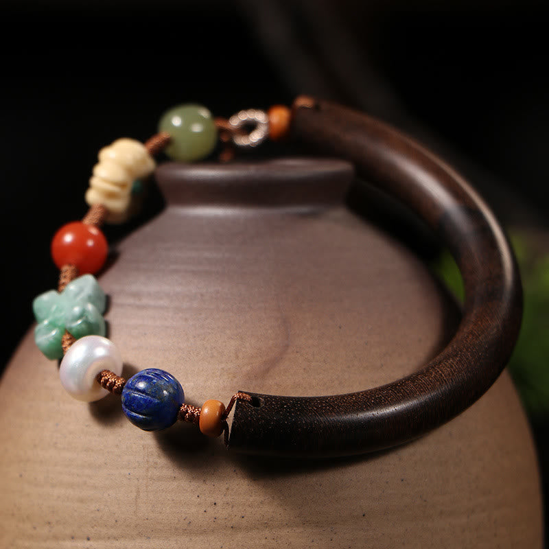 Agarwood Balance &amp; Luck Armband mit Lazurite und Hetian Jade