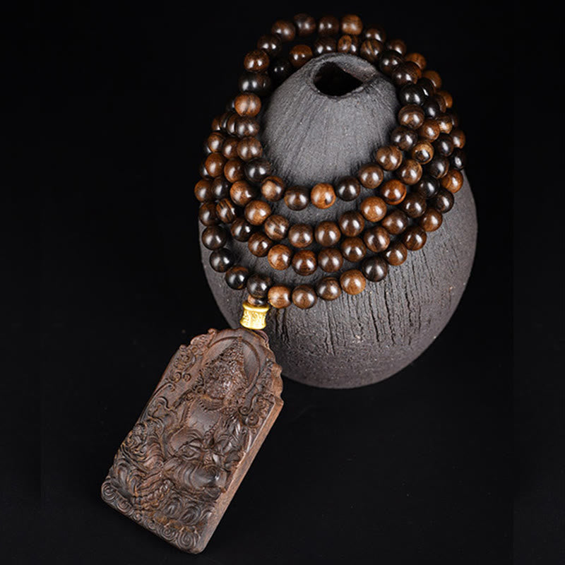 Adlerholz-Halskette mit Avalokitesvara-Perlen für Stärke und Glück