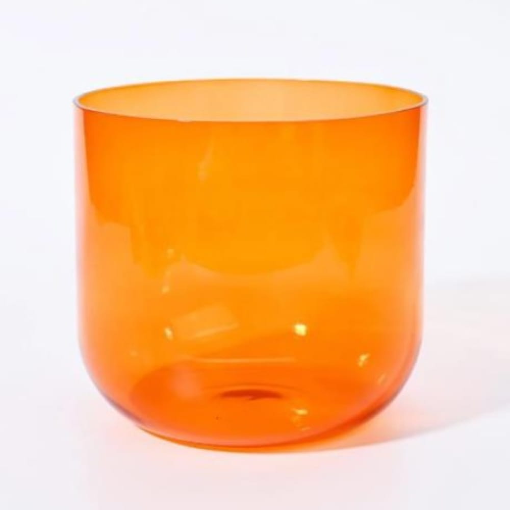 Translucent orange glass bowl with smooth sides from Alchemy Clear Orange D Note Crystal Singing Bowl