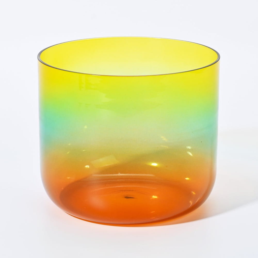 Cylindrical glass vessel in gradient colors for Alchemy Clear Rainbow E Note Bowl