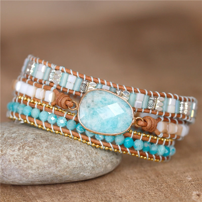 Amazonit Chakra Heilung Wickelarmband