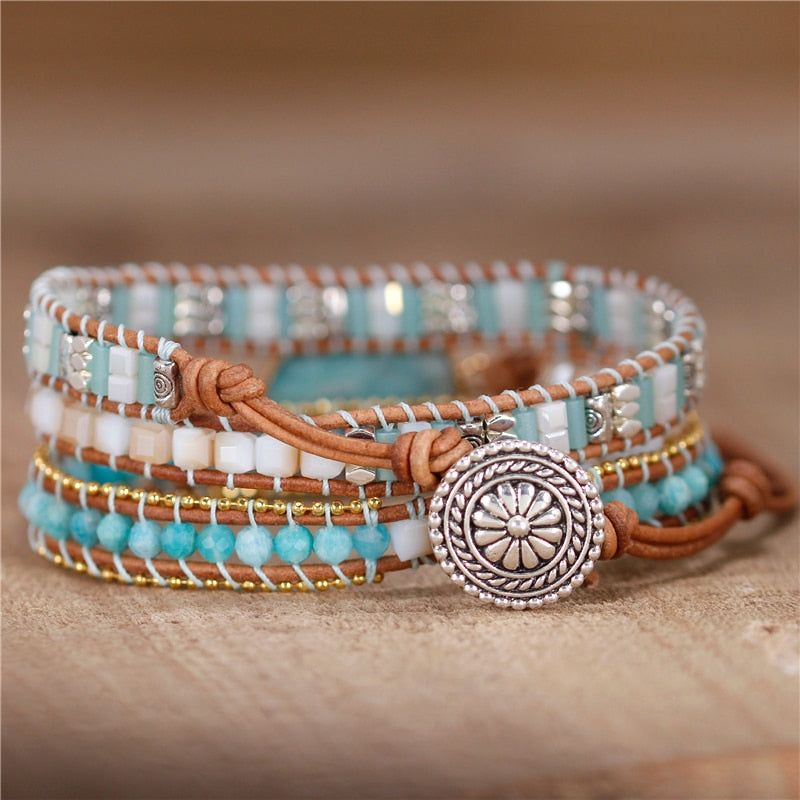 Amazonit Chakra Heilung Wickelarmband