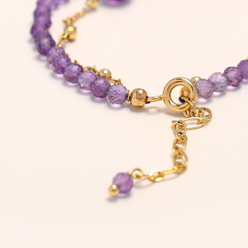 Amethyst 14K vergoldetes doppellagiges Heilarmband