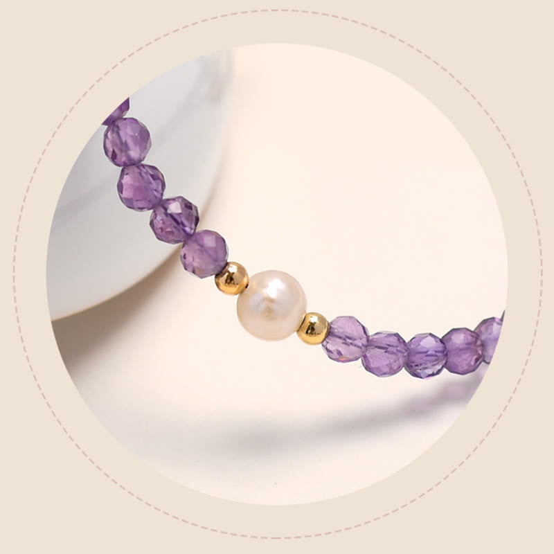 Amethyst 14K vergoldetes doppellagiges Heilarmband