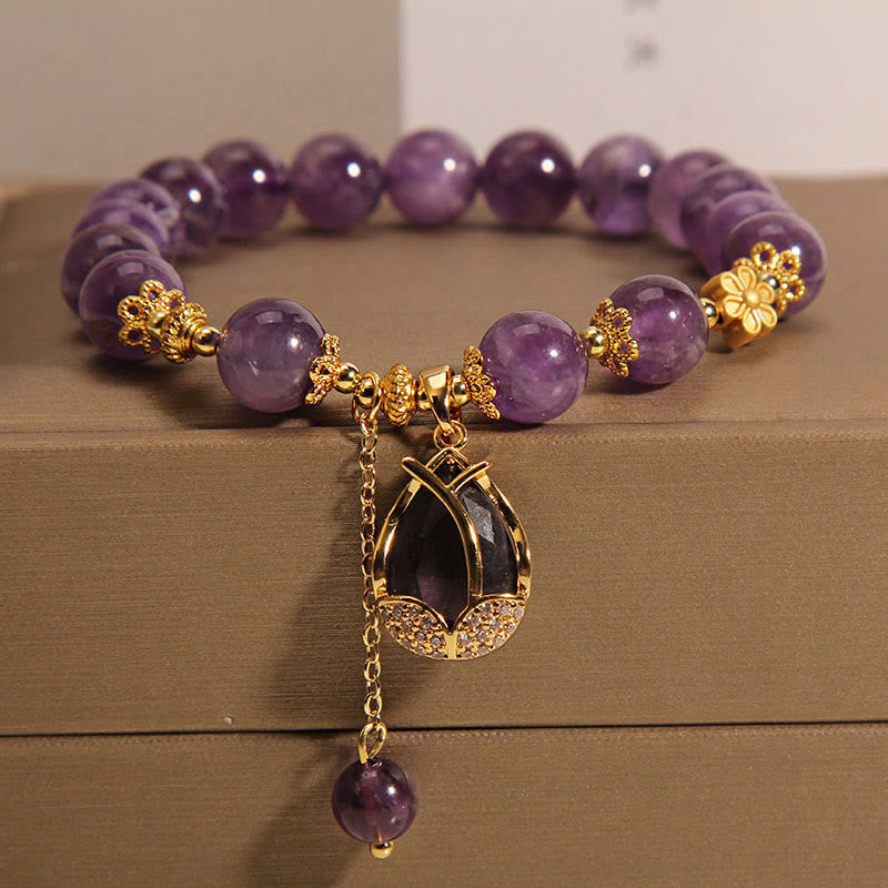 Amethyst 8 mm Perlen Heilung Balance Kristall Armband für Frieden