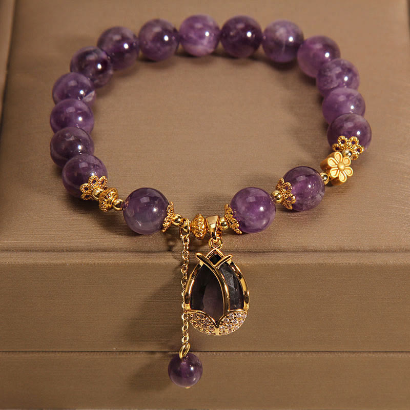 Amethyst 8 mm Perlen Heilung Balance Kristall Armband für Frieden