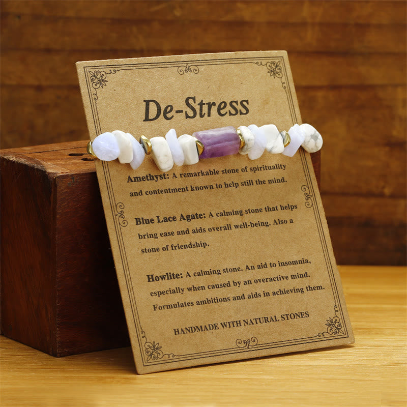 Amethyst-Blauer Spitzenachat-Heilarmband zur Stressbewältigung, 14–24 cm